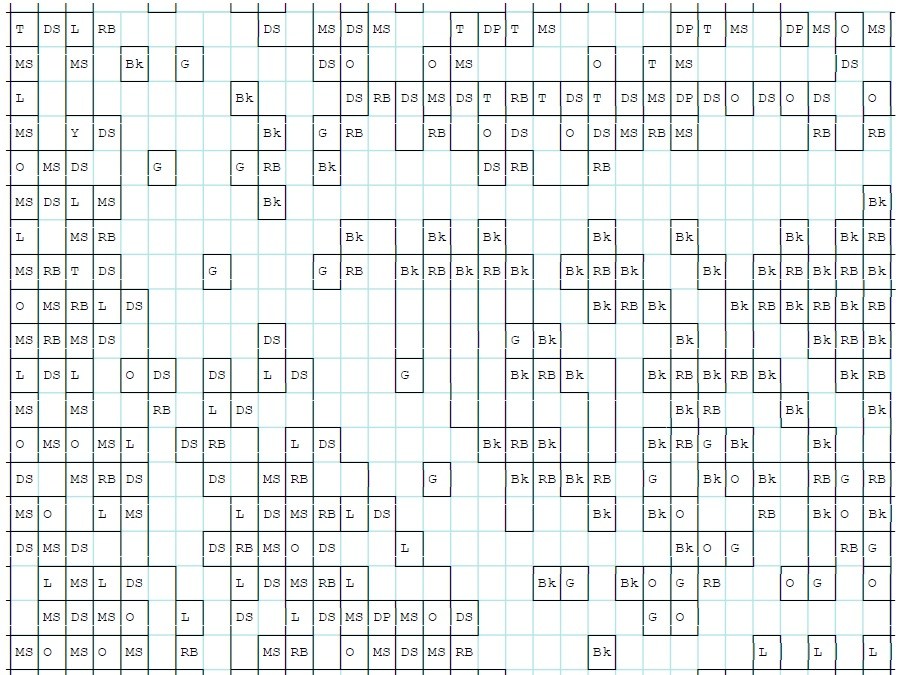Detail of the building instructions from the dithered mosaic of Yvonne Strahovski with the standard LEGO colour palette
